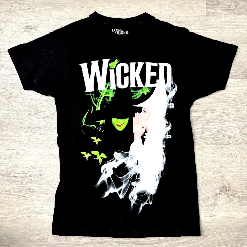 WICKED BROADWAY Play Womens T Shirt Black Witches Of Oz Top Short Sleeve Small S
